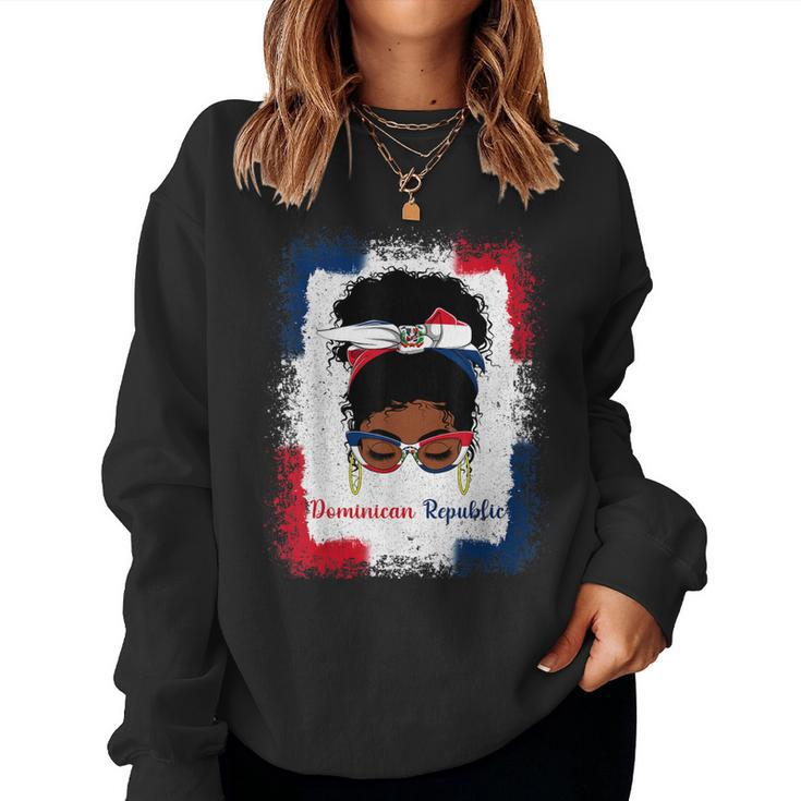 Messy Bun Dominican Republic Flag Womens Woman Girl Women Sweatshirt