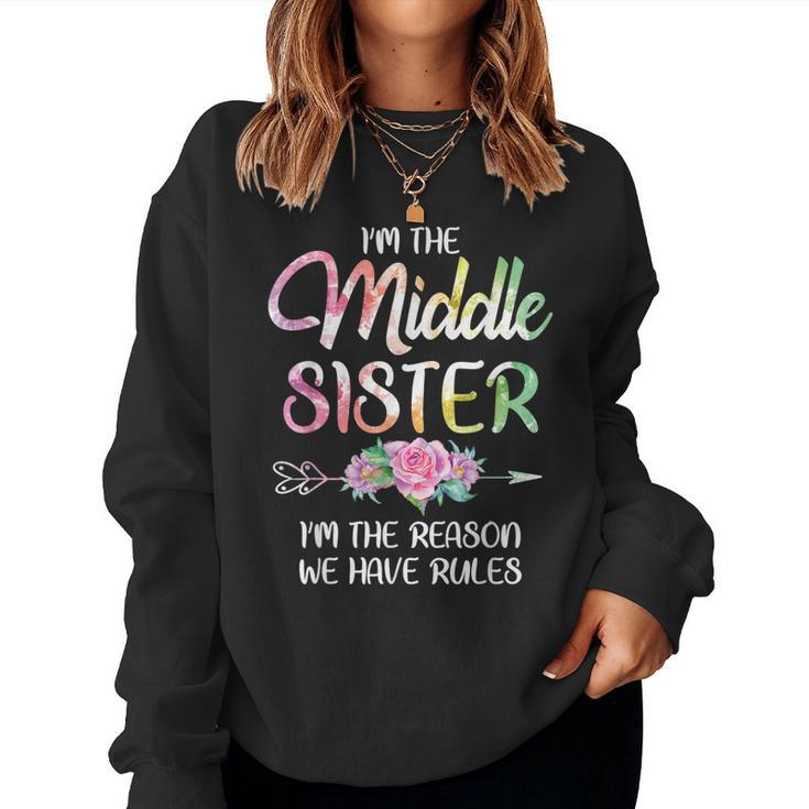 Middle Sister Girls Sibling Rules Birthday Sister Women Sweatshirt