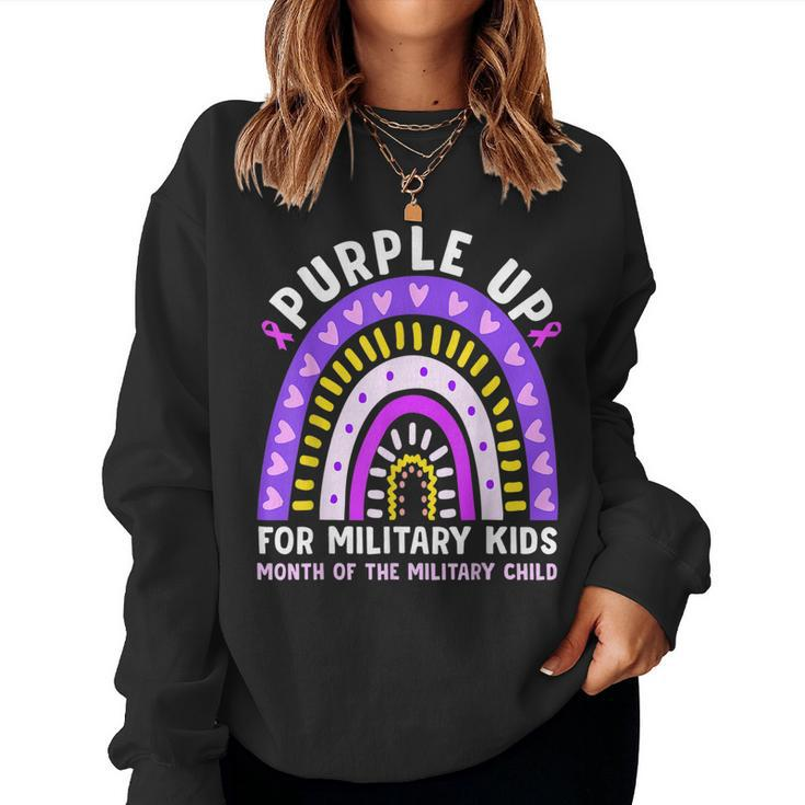 Military Kids For Military Childs Month Lepard Rainbow Women Sweatshirt