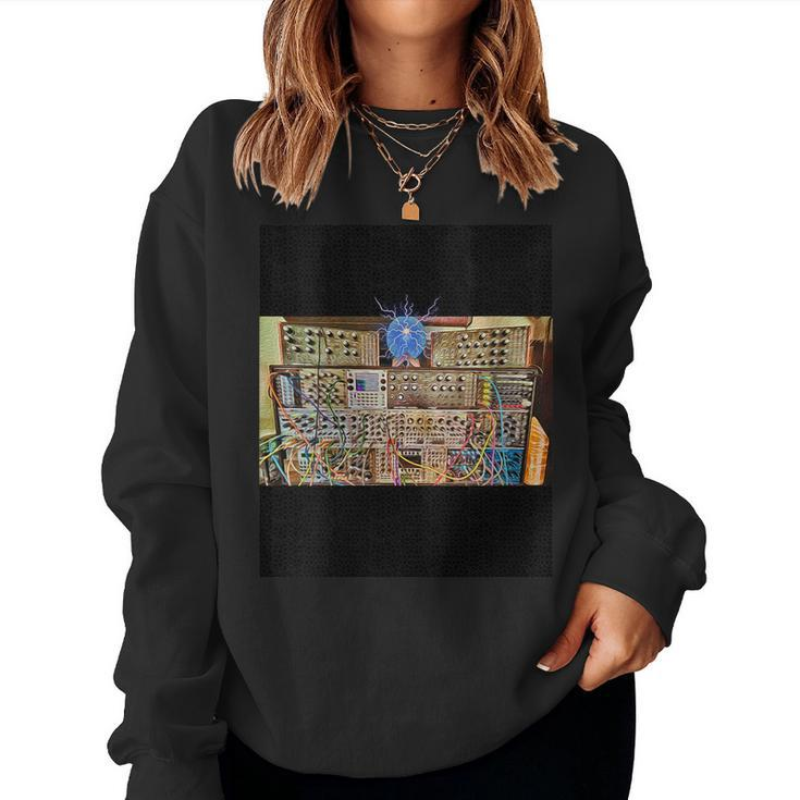 Womens Modular Synth Abstract On Black Background Women Sweatshirt