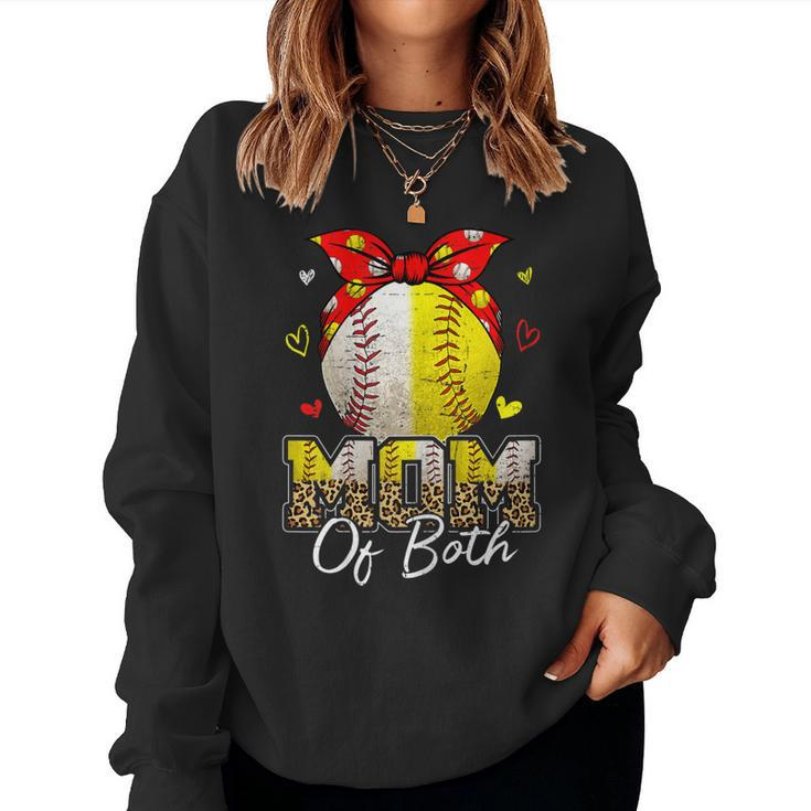 Womens Mom Of Both Baseball And Softball Mom Women Sweatshirt