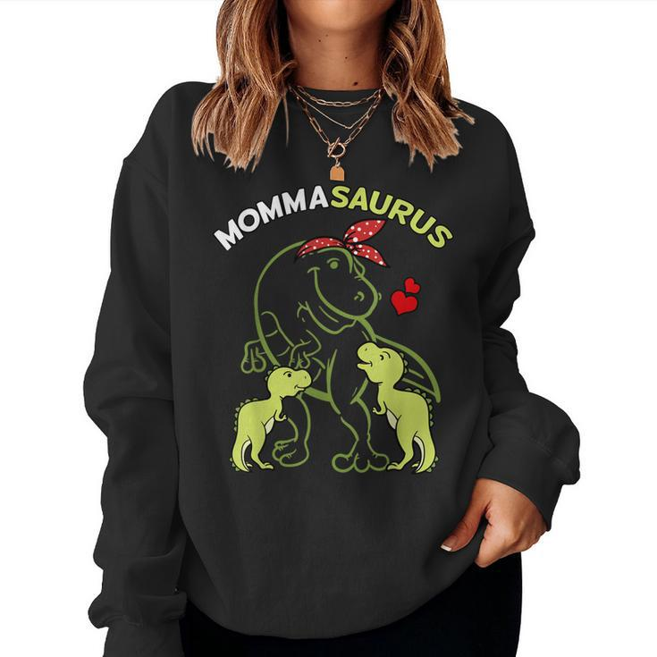 Mommasaurus Momma 2 Kids Dinosaur Mommy Mothers Day  Women Crewneck Graphic Sweatshirt