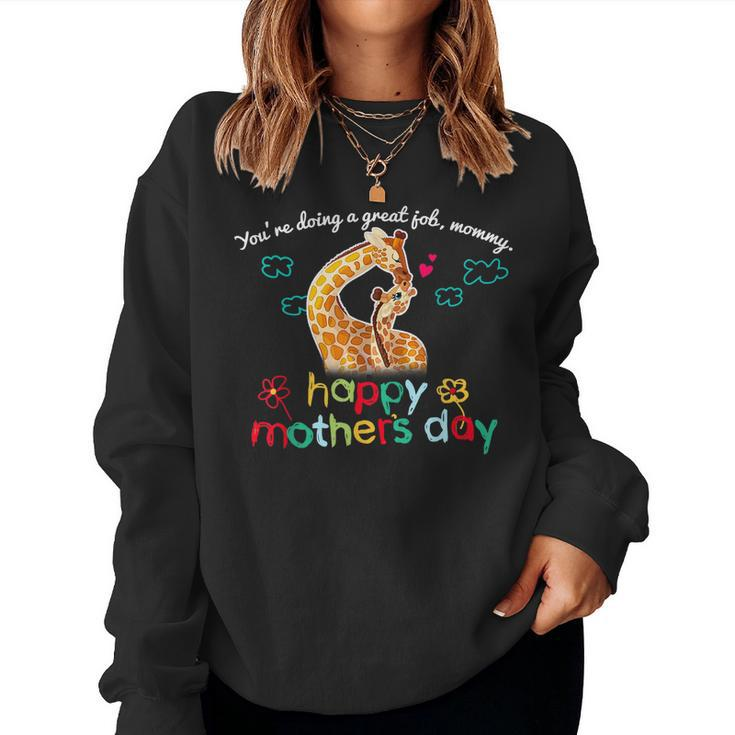 Mommy Happy Giraffe Shirt Women Sweatshirt