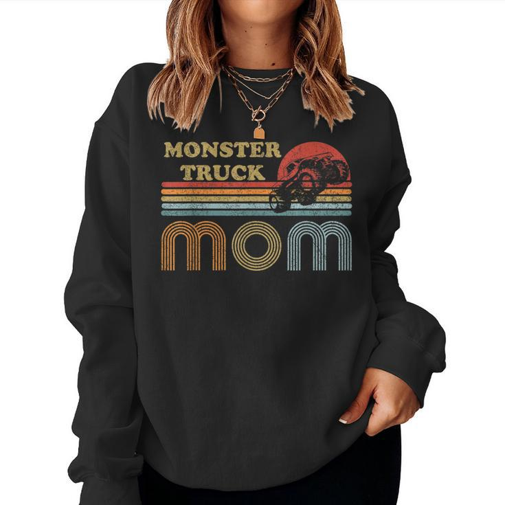 Monster Truck Mom  Vintage Sunset Retro Horizon Lines  Women Crewneck Graphic Sweatshirt