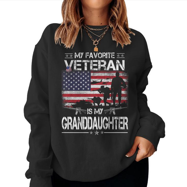 My Favorite Veteran Is My Granddaughter - Flag Veterans Day   Women Crewneck Graphic Sweatshirt