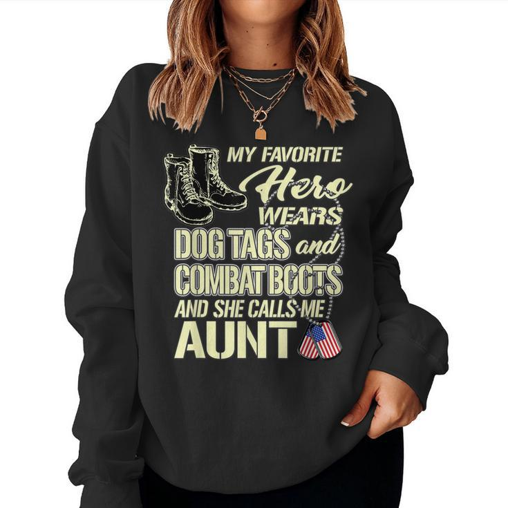 My Niece Wears Dog Tags And Combat Boots - Proud Army Aunt  Women Crewneck Graphic Sweatshirt
