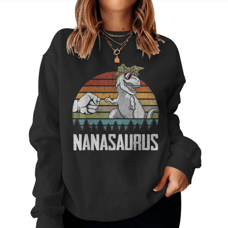 Nanasaurus Nana Dinosaurs Dad & Baby Fathers Day Gift Women Crewneck Graphic Sweatshirt