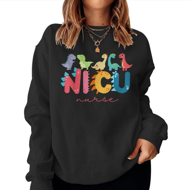 Nicu Nurse Animal Nurse Appreciation Nicu Nurse Dinosaur Women Sweatshirt