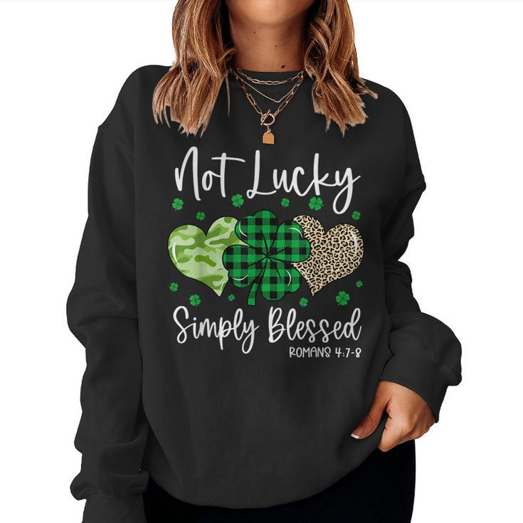Not Lucky Simply Blessed Christian St Patricks Day Irish  Women Crewneck Graphic Sweatshirt