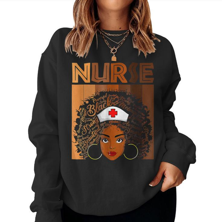 Nurse Black Women Black History Month Afro African Pride  Women Crewneck Graphic Sweatshirt