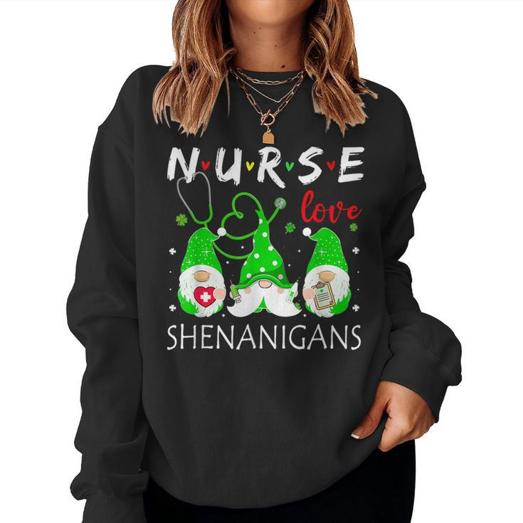Nurses Love Shenanigans Funny Gnomes Nurse St Patricks Day  V10 Women Crewneck Graphic Sweatshirt