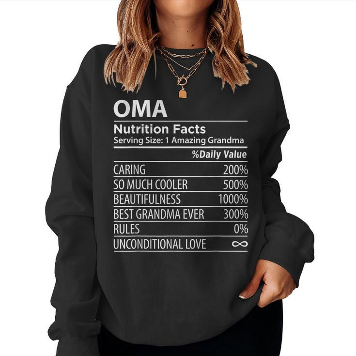 Oma Nutrition Facts Grandma Women Sweatshirt
