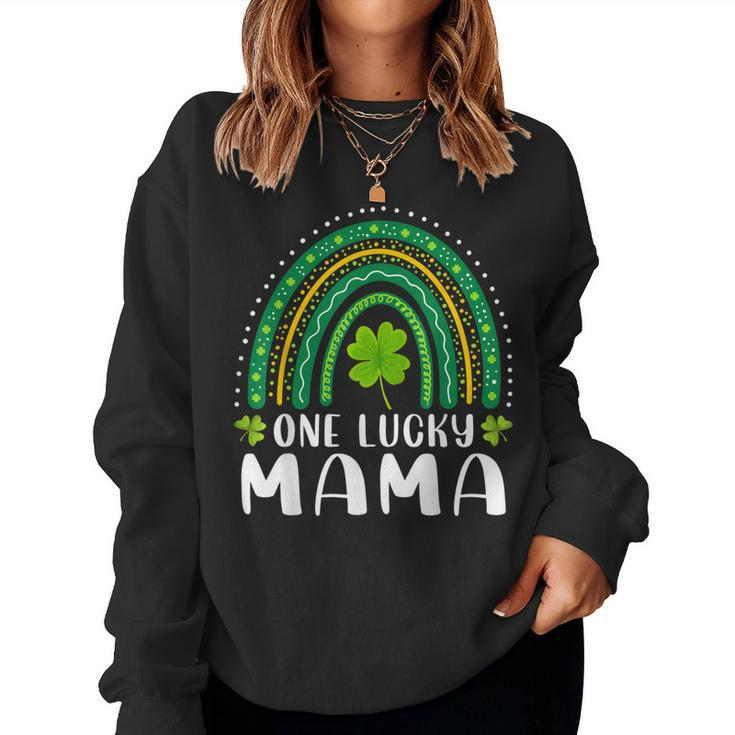 One Lucky Mama Rainbow Saint Patricks Day Lucky Mom Mother  Women Crewneck Graphic Sweatshirt