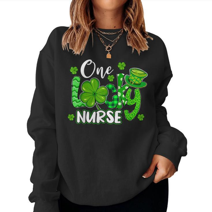 One Lucky Nurse Saint Paddys Rn St Patricks Day Nurses  Women Crewneck Graphic Sweatshirt