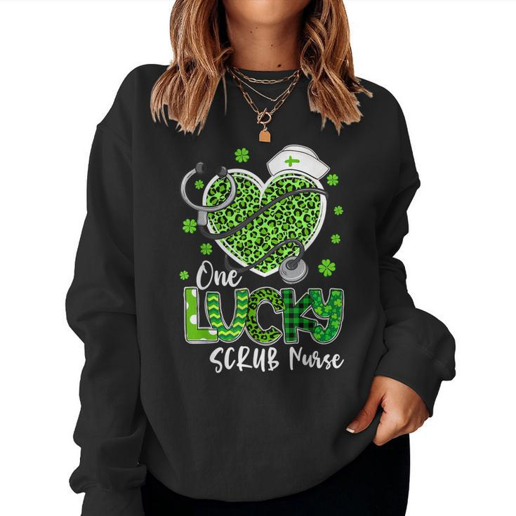 One Lucky Nurse Scrub Rn Icu Er St Patricks Day Nurses  Women Crewneck Graphic Sweatshirt