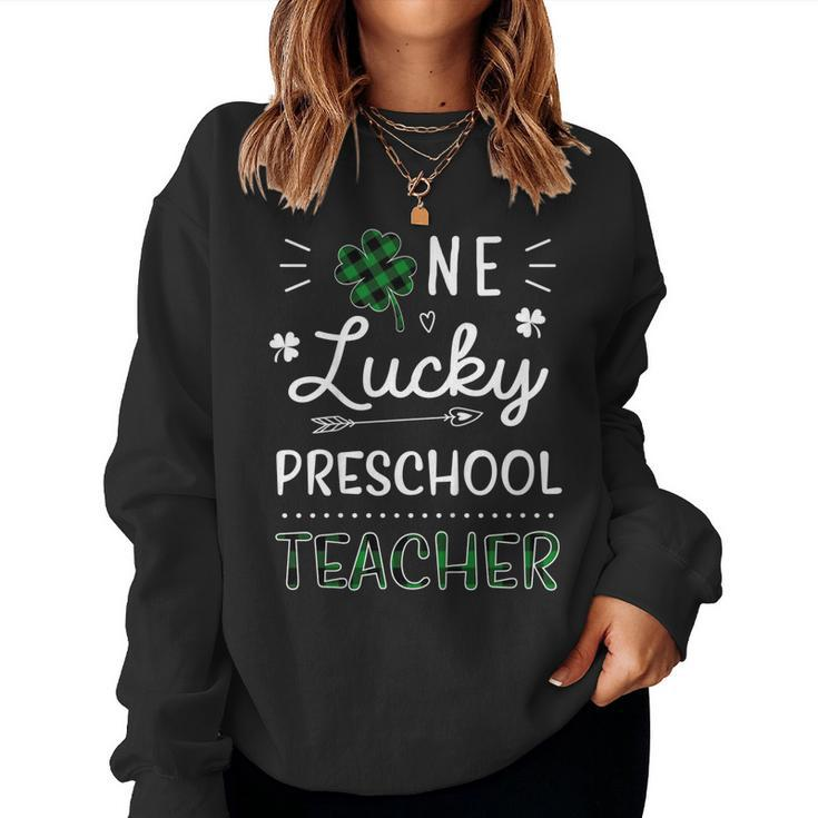 One Lucky Preschool Teacher Buffalo Shamrock St Patricks Day Women Sweatshirt