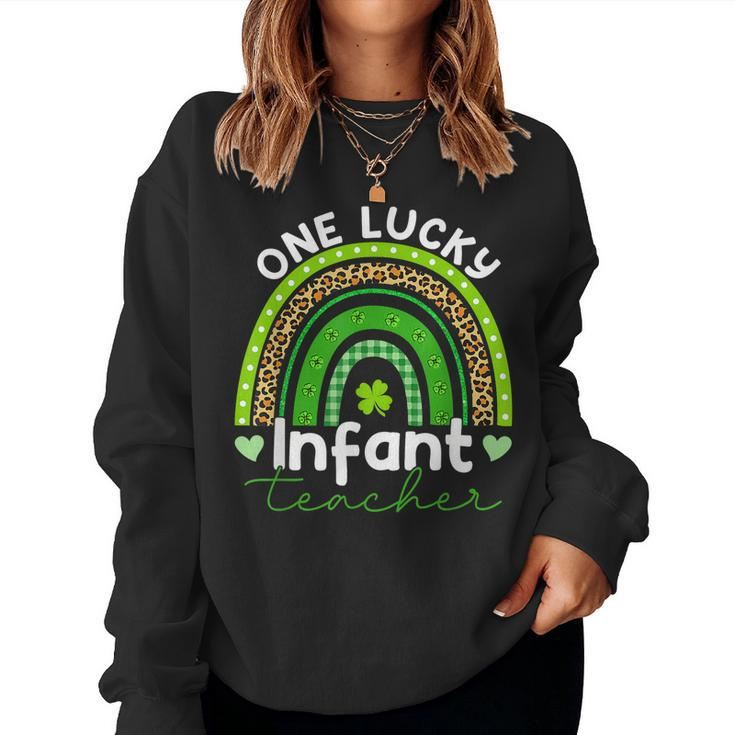 One Lucky Teacher Infant Teacher Rainbow St Patricks Day Women Crewneck Graphic Sweatshirt
