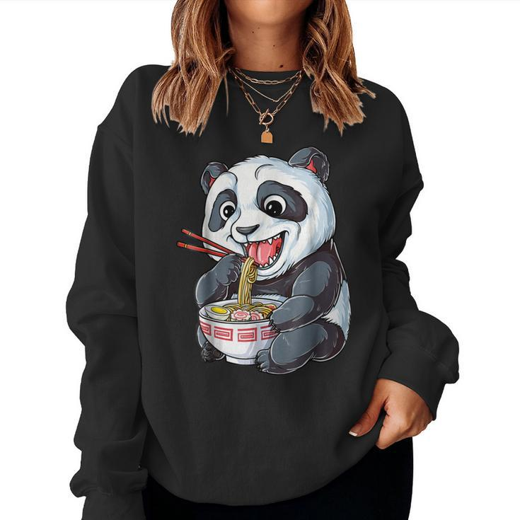 Panda Eating Ramen T Kawaii Giant Japanese Noodle Women Sweatshirt