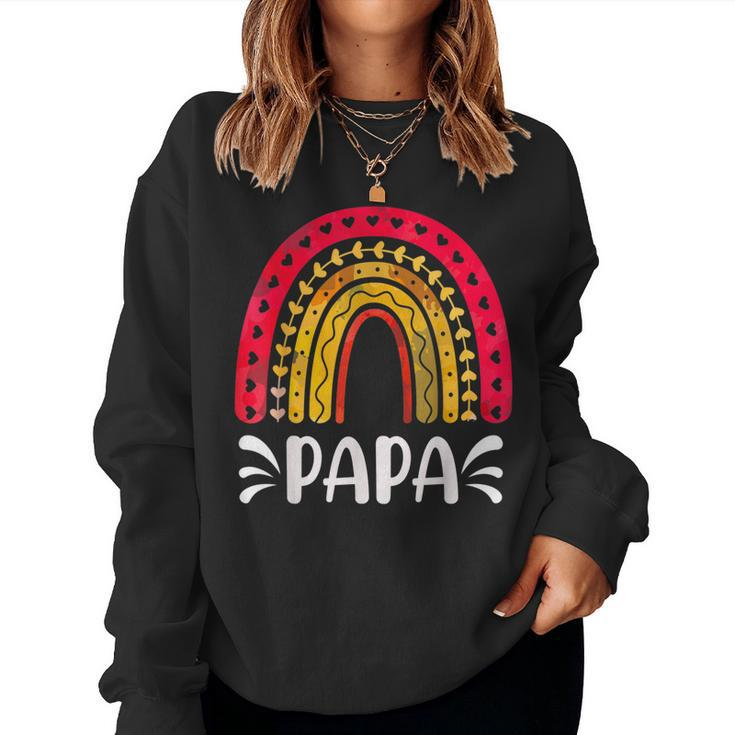 Papa For Dad Family Rainbow Graphic Women Sweatshirt