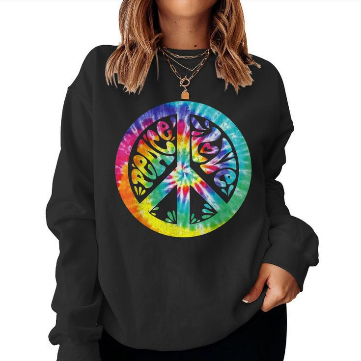 Peace Sign Love Tie Dye 60S 70S Hippie Costume Girls Women Women Sweatshirt