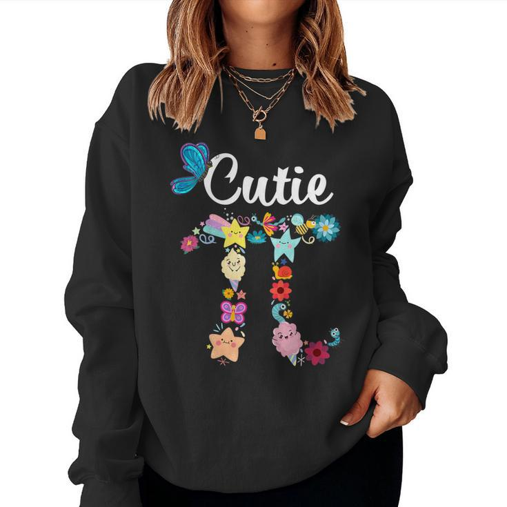 Pi Day Cutie Pi Math Pie Butterfly Flower Girls Kids Sweatshirt