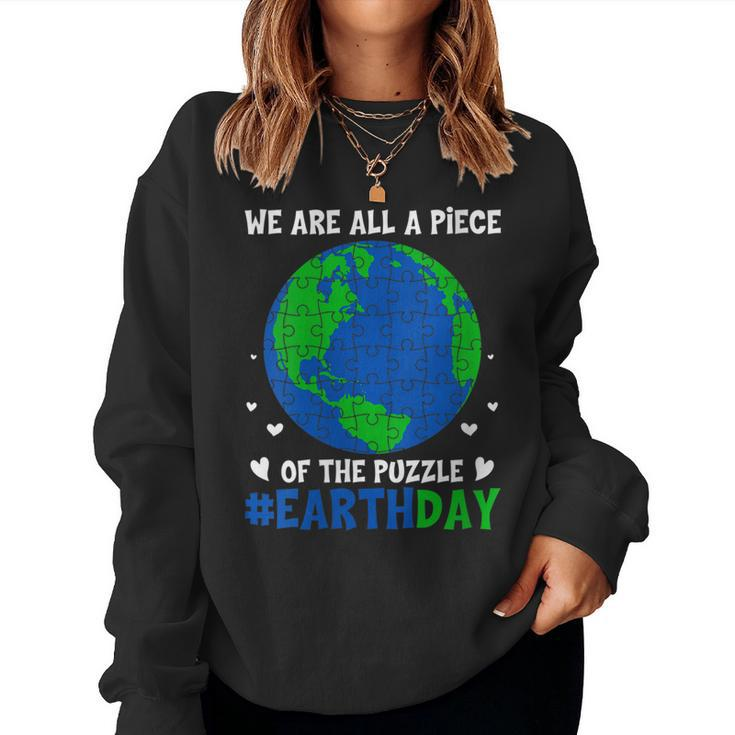 Womens We Are All Piece Of The Puzzle Retro Planet Earth Day 2023 Women Sweatshirt