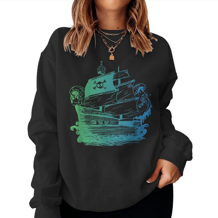 Pirate Ship  Men Women Kids Nautical Boat  Women Crewneck Graphic Sweatshirt