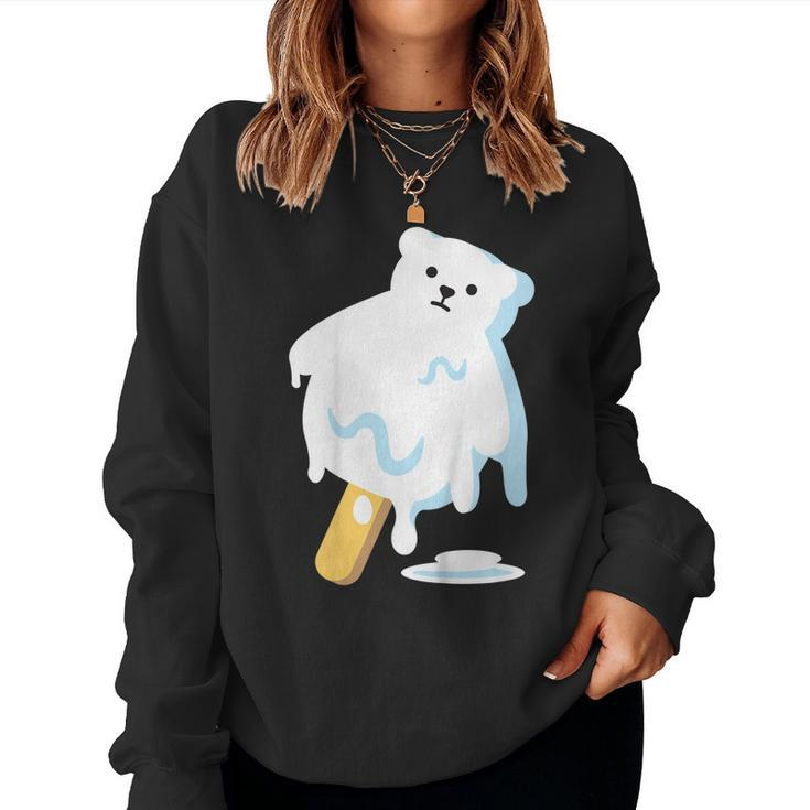 Polar Bear Ice Popsicle Melt Earth Day Teacher Shirt Women Sweatshirt