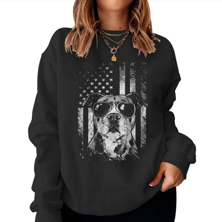 Proud American Pit Bull Dog Funny Pitbull Dad Mom Gifts Women Crewneck Graphic Sweatshirt