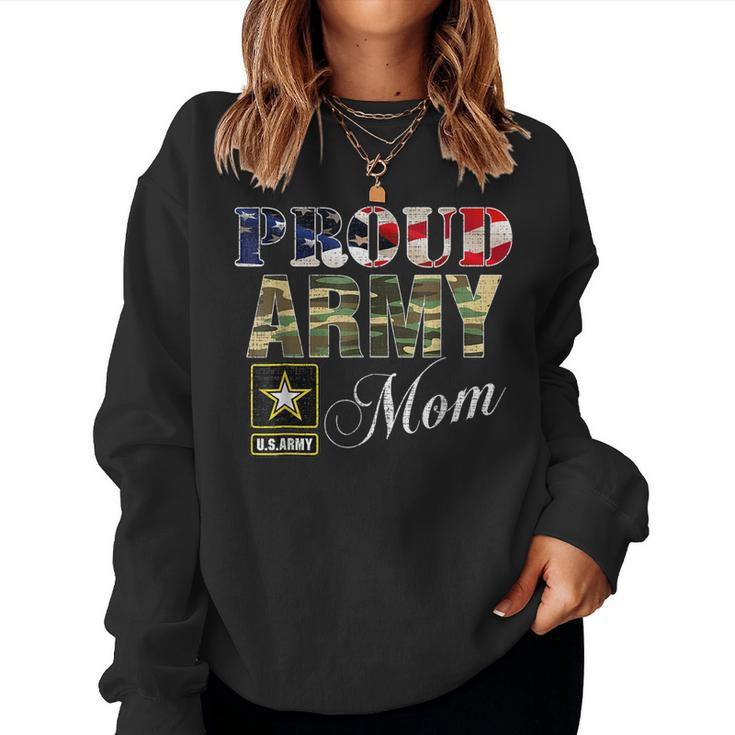 Proud Army Mom With American Flag For Veteran Day Women Sweatshirt