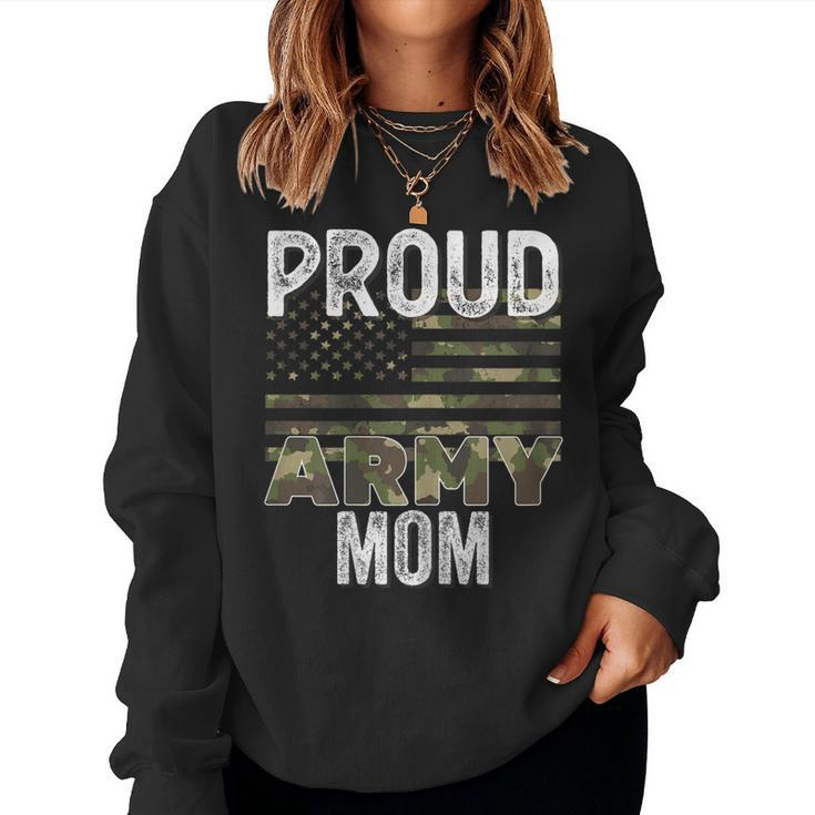 Proud Army Mom Military Soldier Camo Us Flag Camouflage Mom Women Sweatshirt