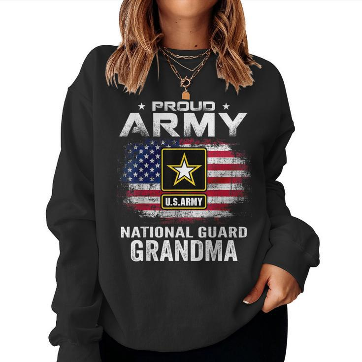 Proud Army National Guard Grandma With American Flag Gift  Women Crewneck Graphic Sweatshirt
