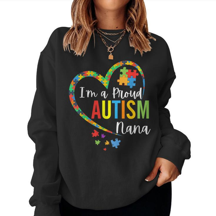 Im A Proud Autism Nana Love Heart Autism Awareness Puzzle Women Sweatshirt