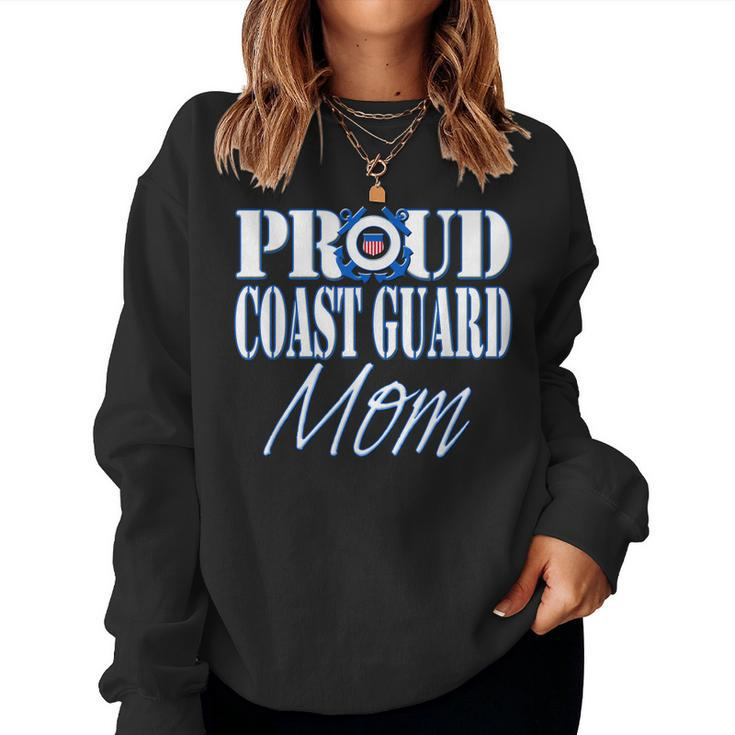 Proud Coast Guard Mom Us Military  Mothers Day Women Women Crewneck Graphic Sweatshirt