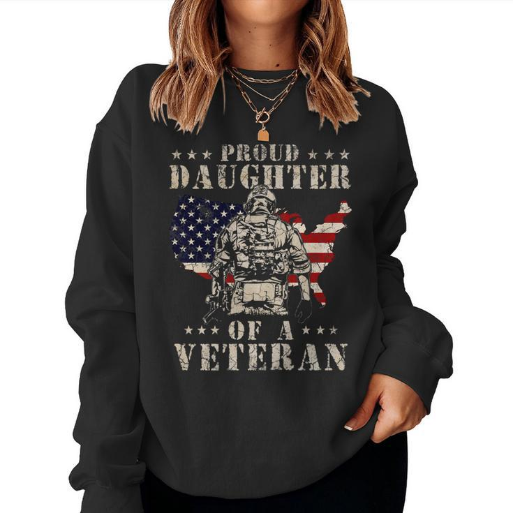 Proud Daughter Of A Veteran Toddler Veterans Day  Kids   Women Crewneck Graphic Sweatshirt