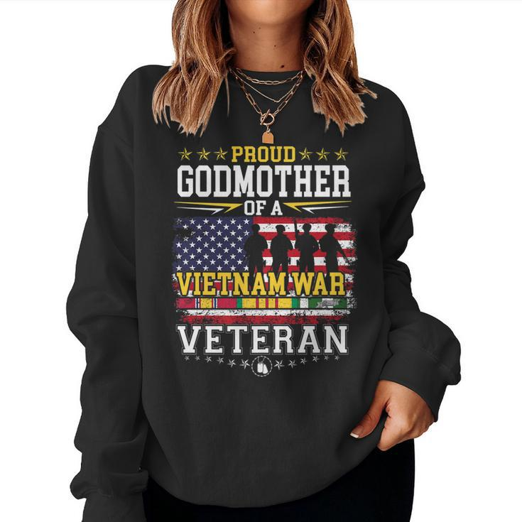 Proud Godmother Vietnam War Veteran Matching With Family   Women Crewneck Graphic Sweatshirt