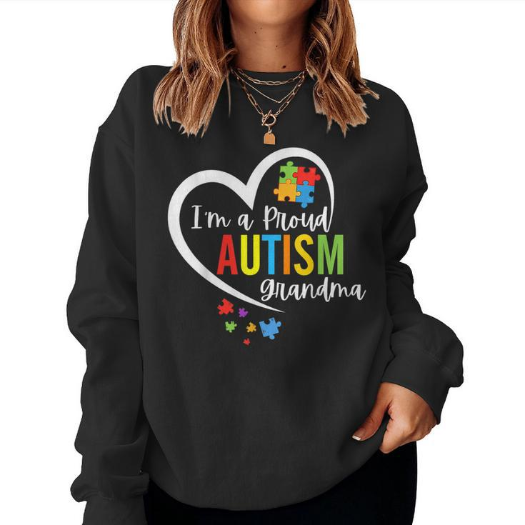 Im A Proud Grandma Love Heart Autism Awareness Puzzle Women Sweatshirt