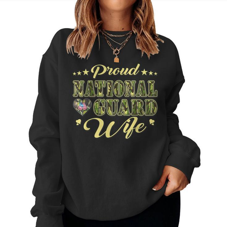 Proud National Guard Wife Dog Tags Heart Military Spouse  Women Crewneck Graphic Sweatshirt