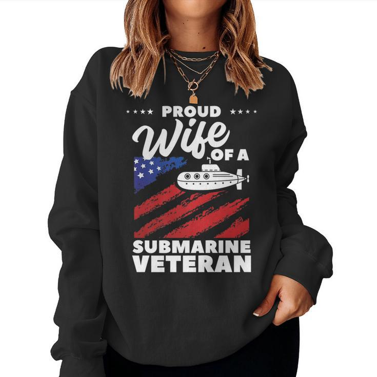 Proud Wife Of A Submarine Veteran Veterans Day   V4 Women Crewneck Graphic Sweatshirt