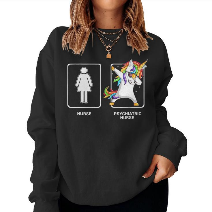 Psychiatric Nurse Unicorn Dabbing Funny Dab Women Crewneck Graphic Sweatshirt