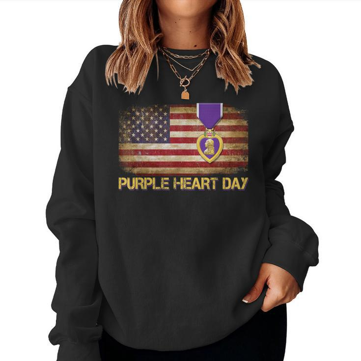 Purple Heart Day Military Us Combat Veteran Women Men  Women Crewneck Graphic Sweatshirt