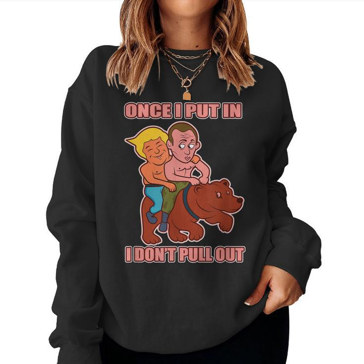 Putin Trump Riding Bear Horse Russia Women Sweatshirt