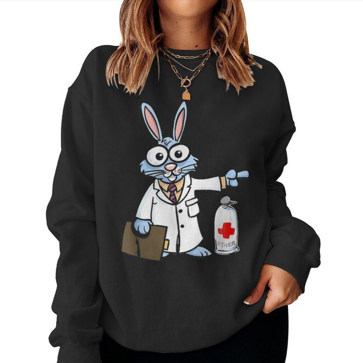 Rabbit Nurse Docter Medical Bunny Love Gift Happy Easter Day Women Crewneck Graphic Sweatshirt