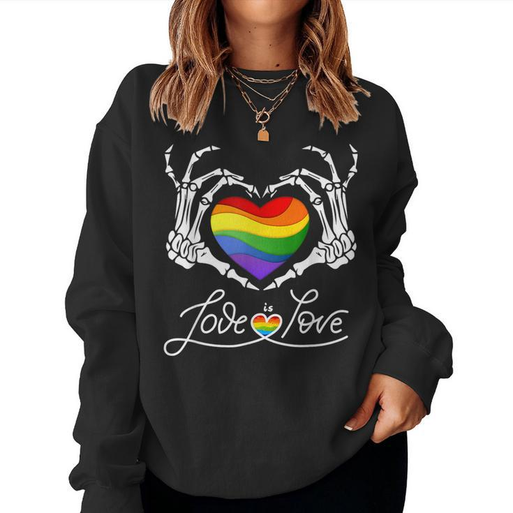 Rainbow Skeleton Heart Love Is Love Lgbt Gay Lesbian Pride Women Sweatshirt