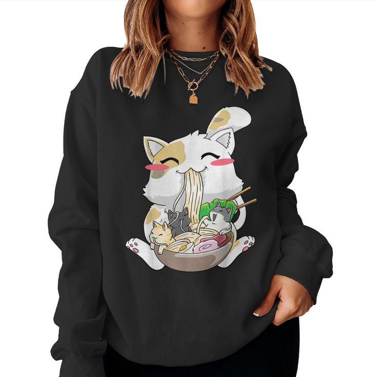 Ramen Cat Anime Kawaii Neko Ramen Bowl Women Sweatshirt