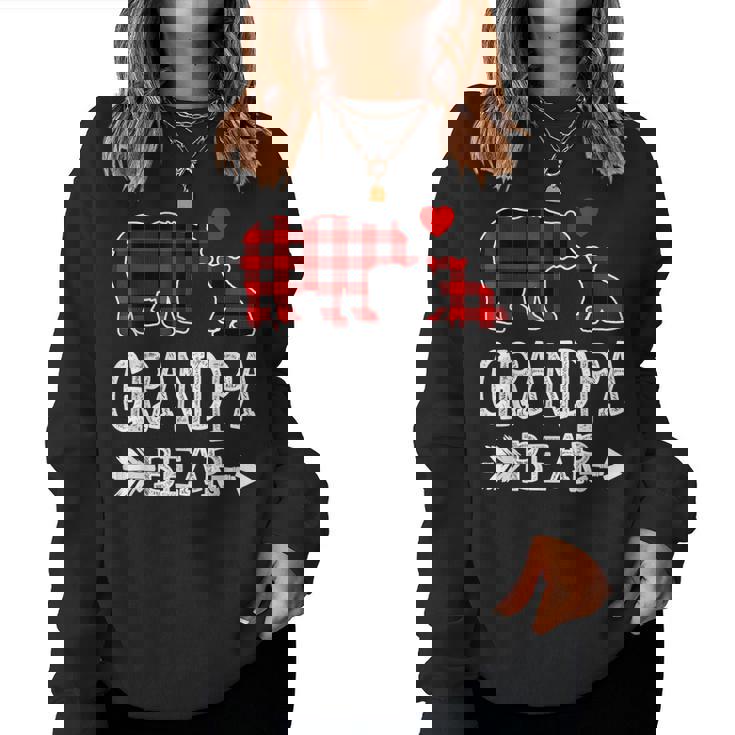 Red Plaid Grandpa Bear Christmas Pajama Matching Family Women Sweatshirt