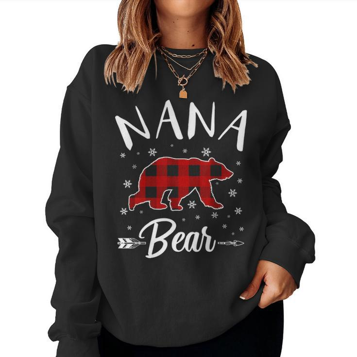 Red Plaid Nana Bear Matching Buffalo Family Pajama Women Crewneck Graphic Sweatshirt