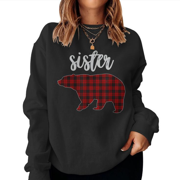 Red Plaid Sister Bear Matching Family Pajama Women Sweatshirt