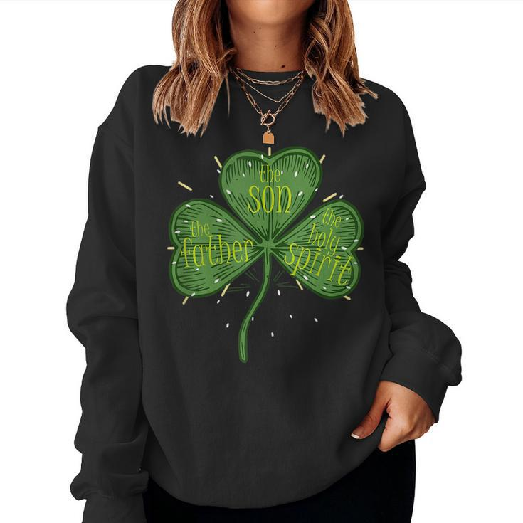 Religious Christian Catholic St Patricks Day Irish Shamrock  V3 Women Crewneck Graphic Sweatshirt
