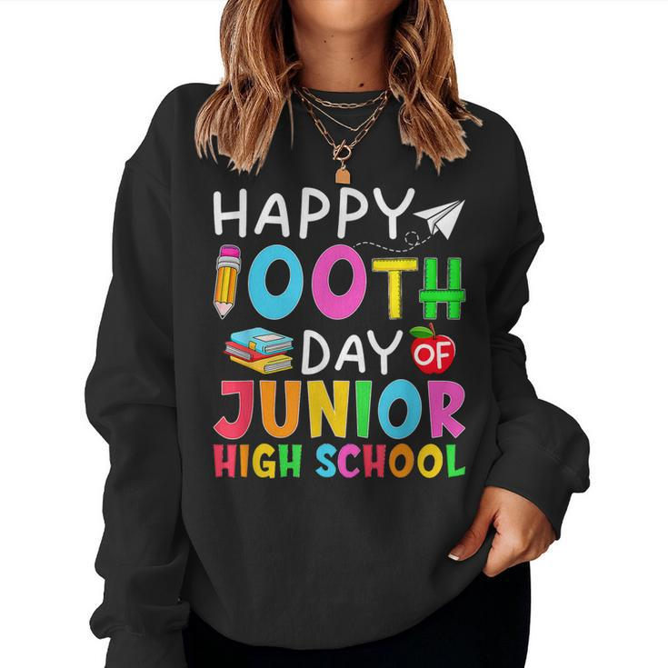 Retro 100 Days Of Junior High School Teachers & Students  Women Crewneck Graphic Sweatshirt